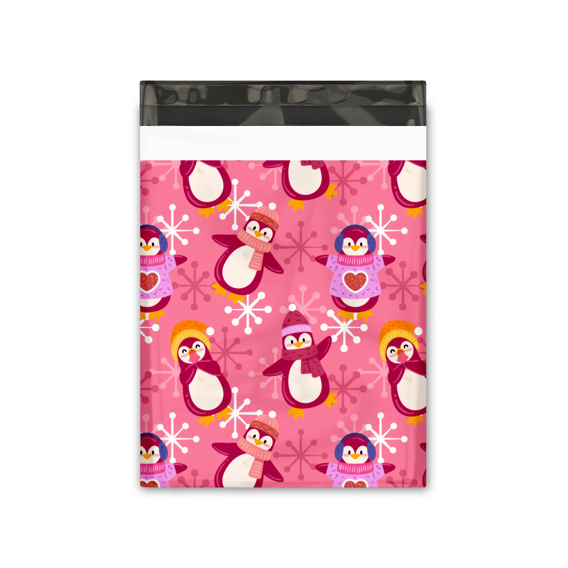 10x13 Pink Penguins Designer Poly Mailers Shipping Envelopes Premium Printed Bags