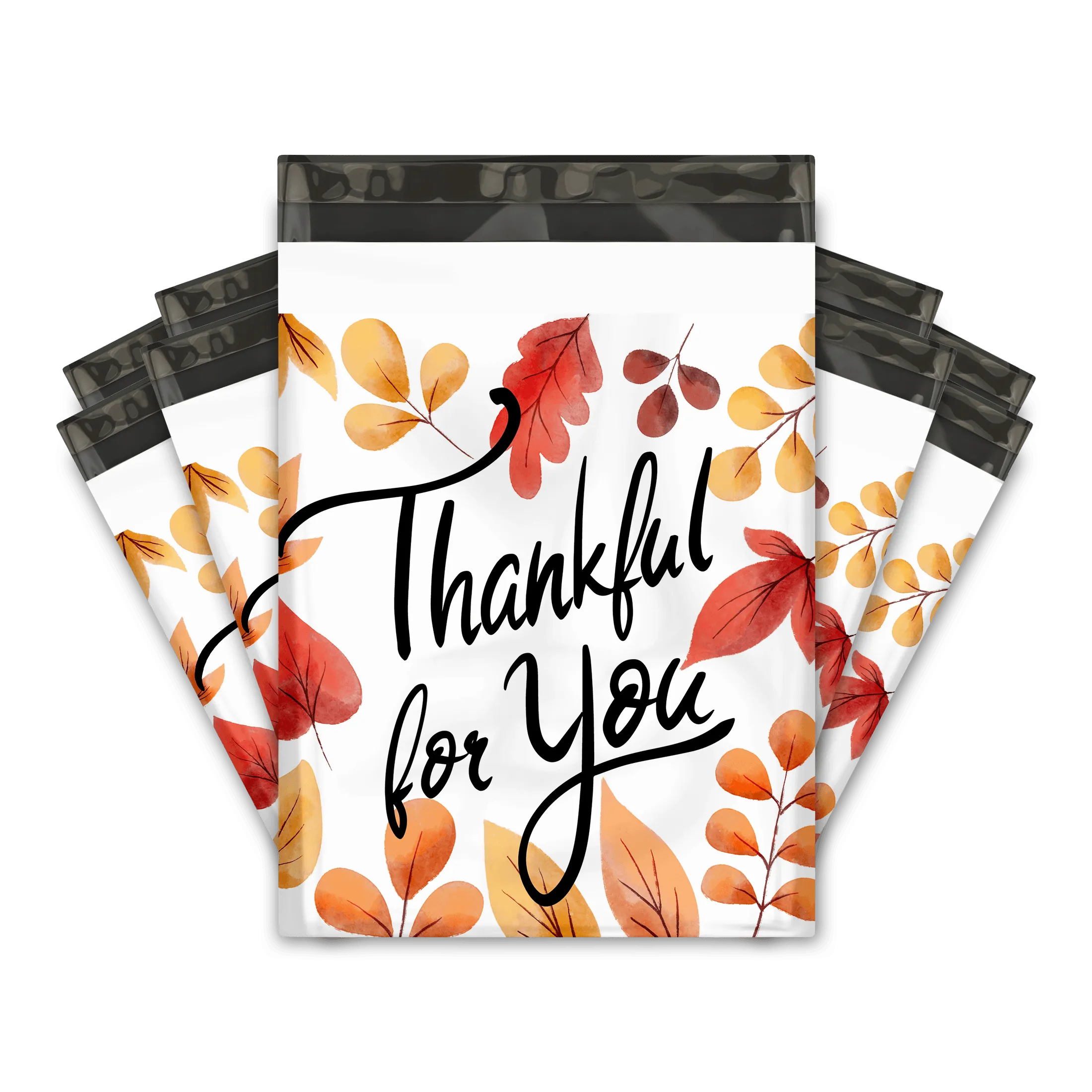 10x13 Thankful for You Designer Poly Mailers Shipping Envelopes Premium Printed Bags