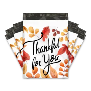 10x13 Thankful for You Designer Poly Mailers Shipping Envelopes Premium Printed Bags