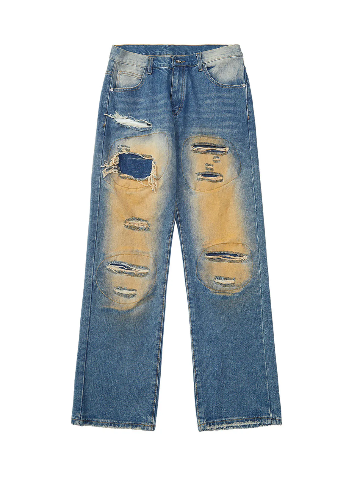 1984 High Street Washed Spray Paint Ripped Jeans