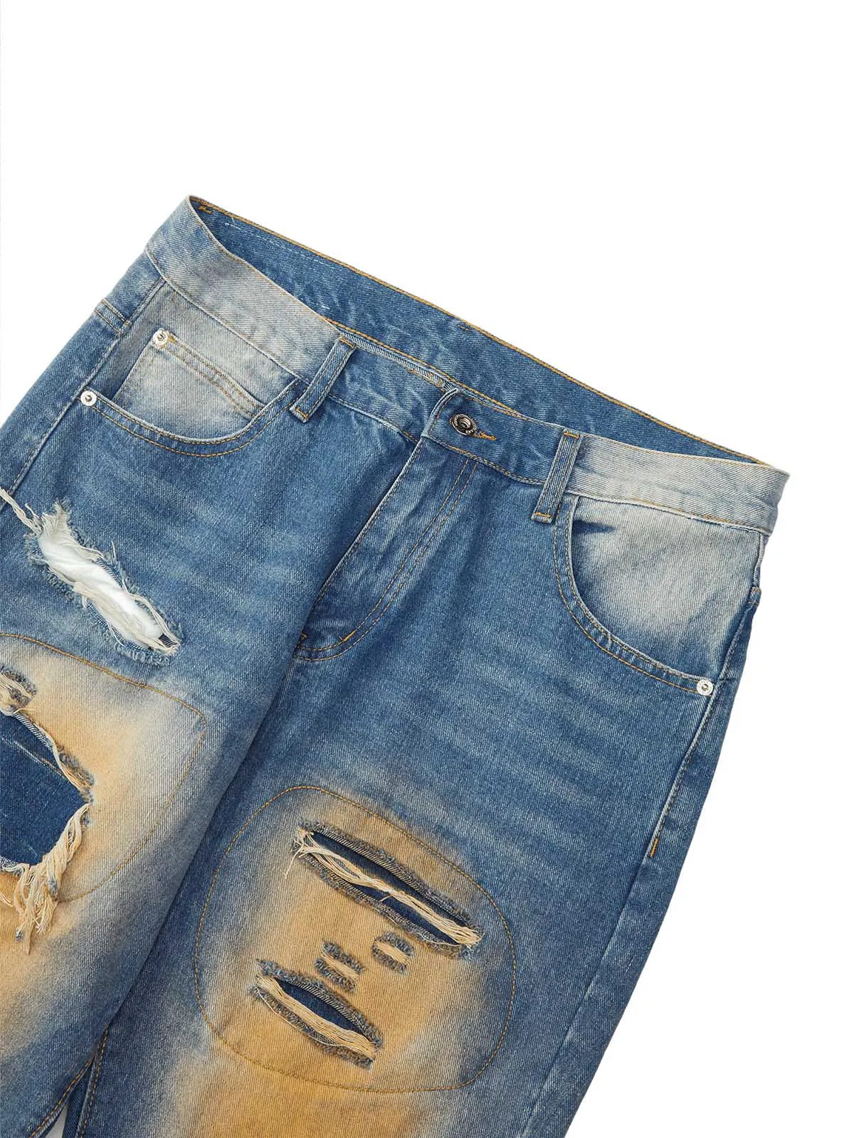 1984 High Street Washed Spray Paint Ripped Jeans