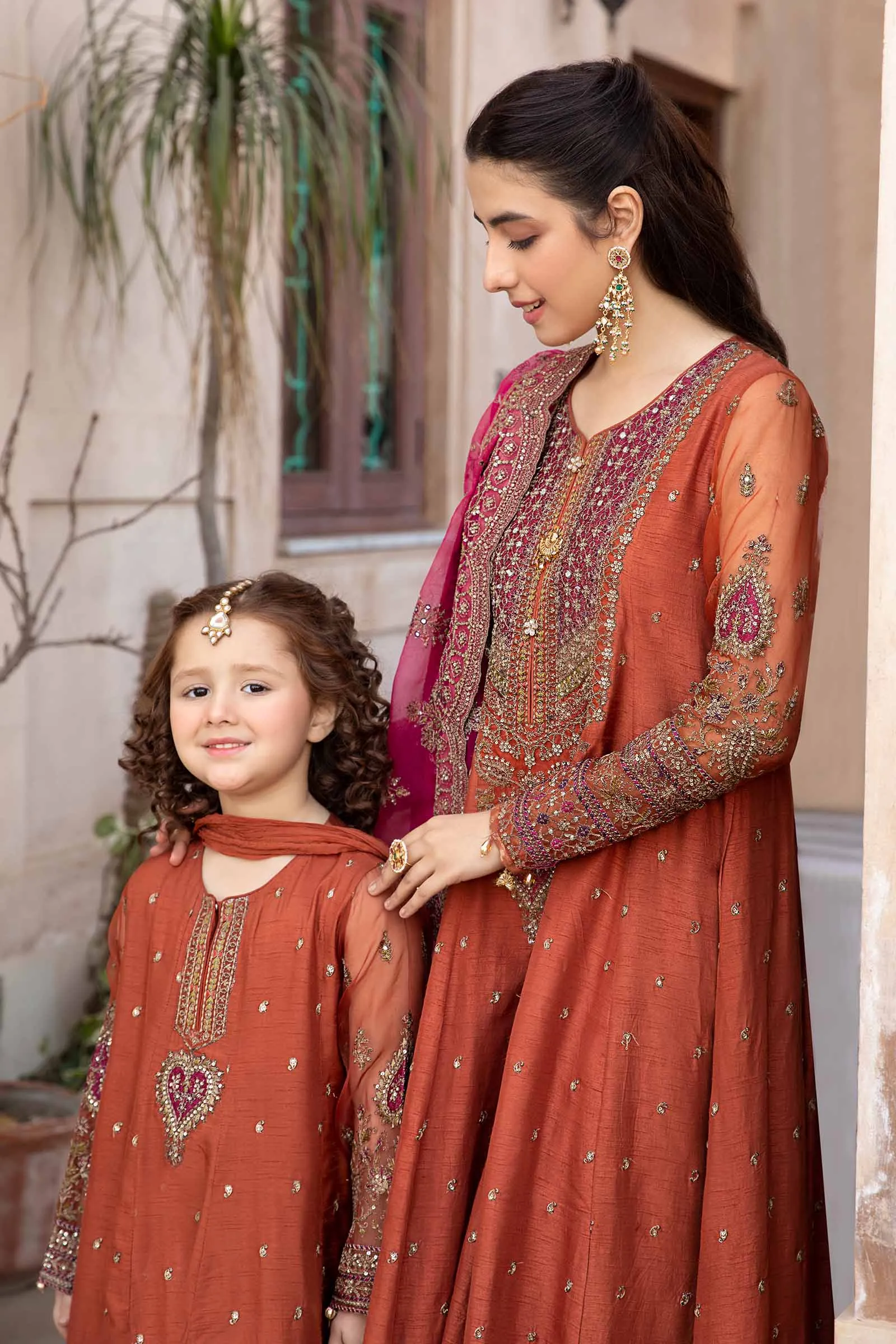 3 Piece Embroidered Raw Silk Suit | MKS-EF24-46