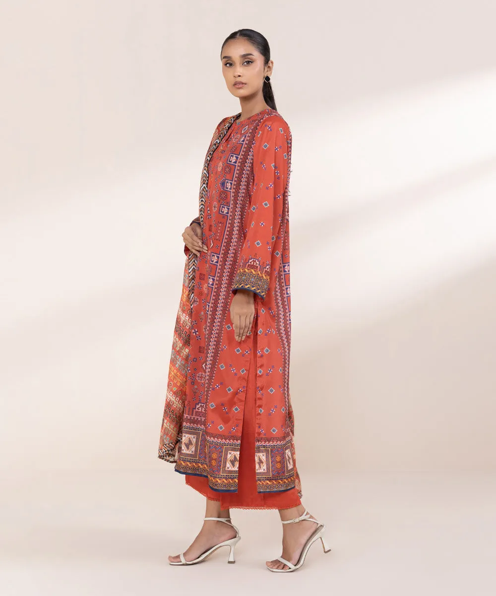 3 Piece - Printed Silk Suit