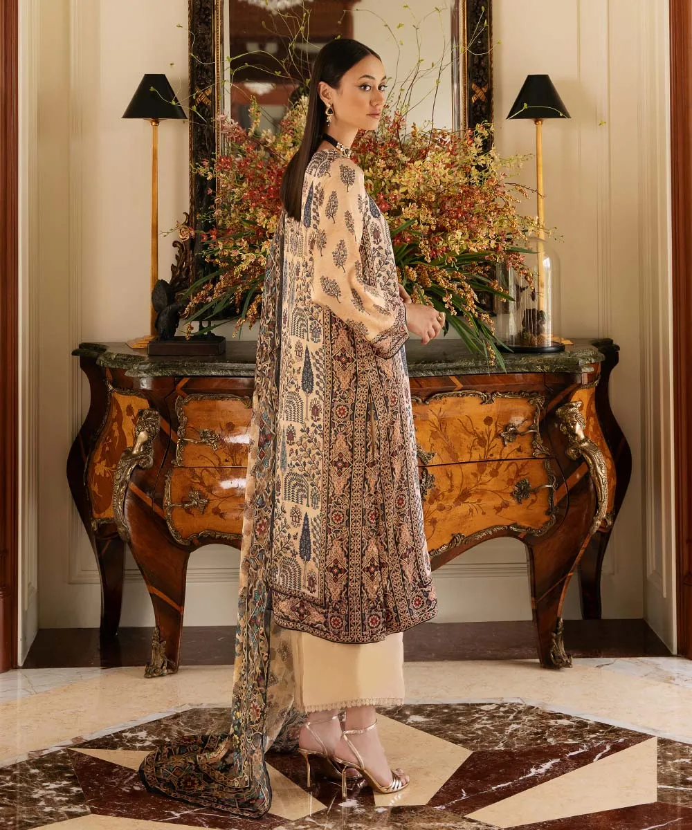 3 Piece - Printed Silk Suit