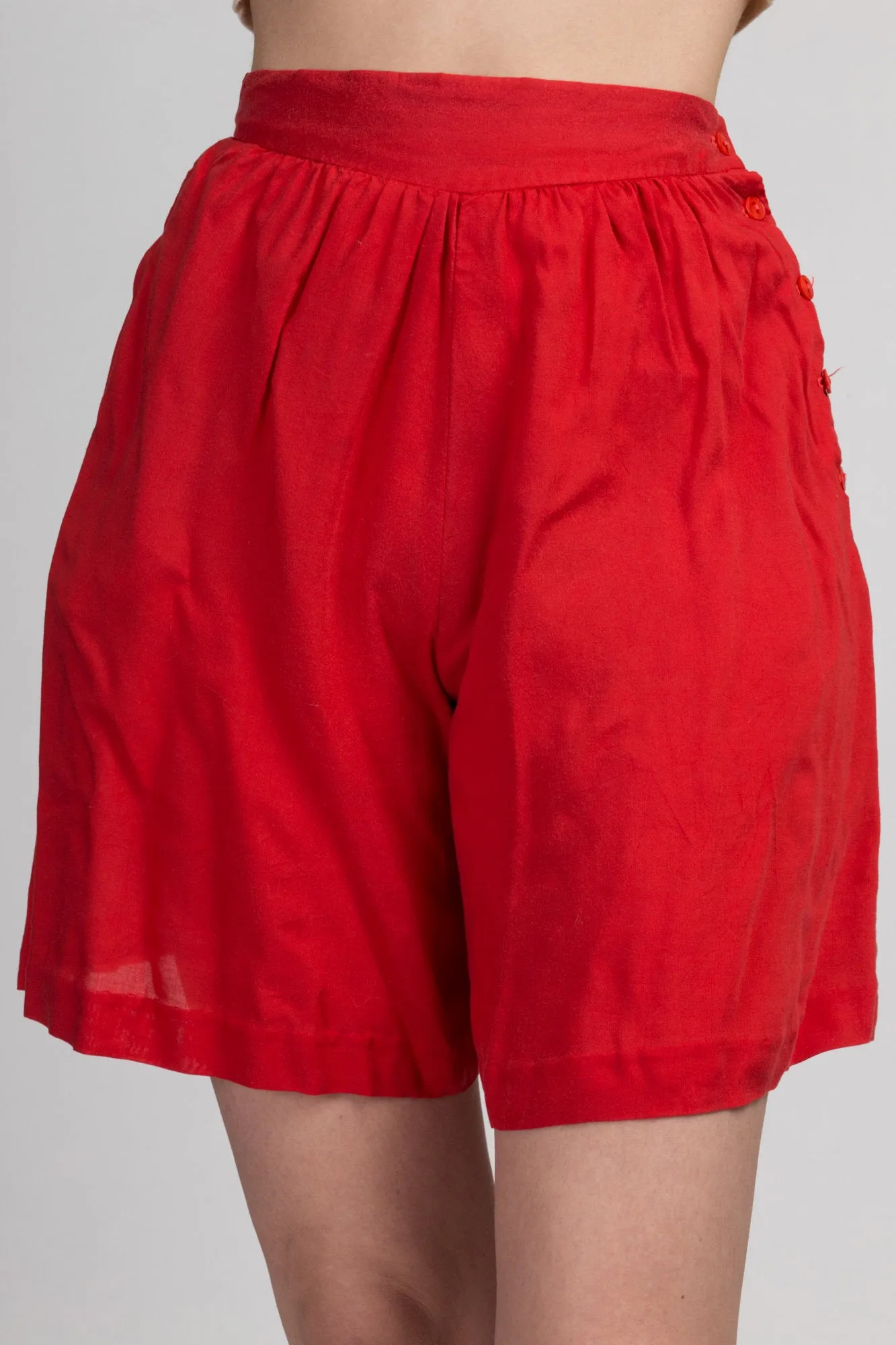 70 Red High Waist Shorts - Extra Small, 25"