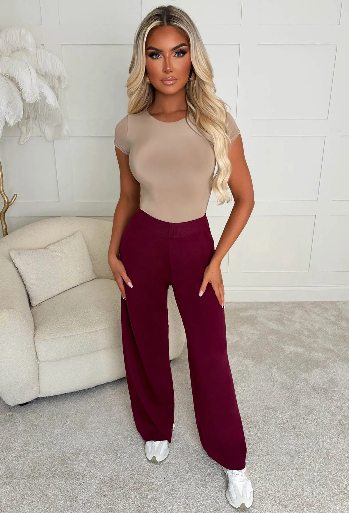 Anabella Burgundy Knitted Trousers