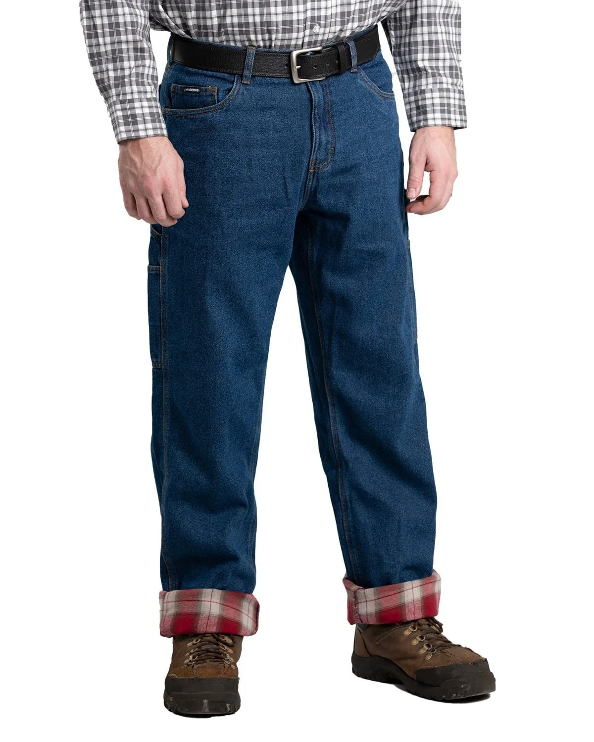 Berne Apparel Mens Heartland Flannel-Lined Stone Wash Dark 100% Cotton Jeans