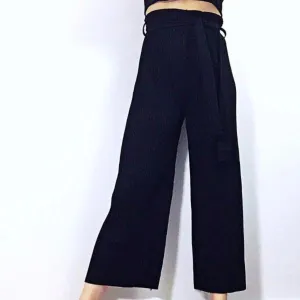 BLACK PLEATED PANTS TROUSERS