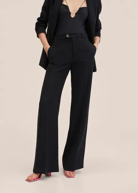 Black Wide Leg Suit Trouser