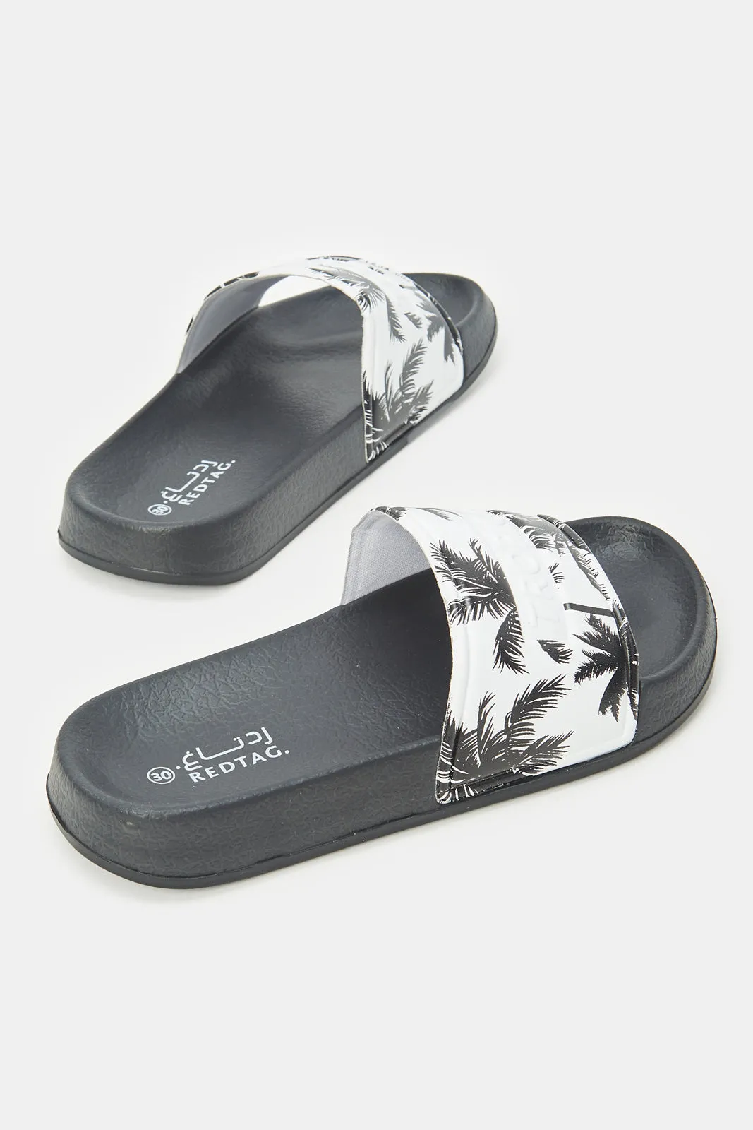 Boys White Beach Embossed Slide