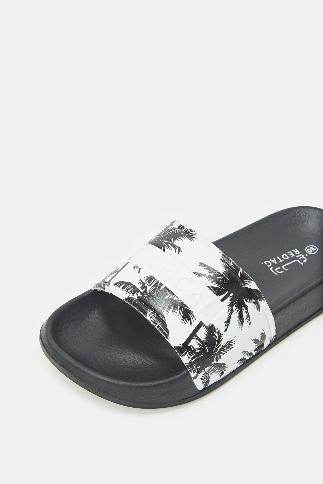 Boys White Beach Embossed Slide