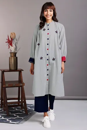 button down gather tunic - sea salt & parijat pink