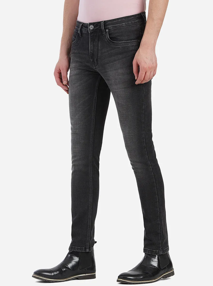 Charcoal Grey Washed Slim Fit Jeans | JadeBlue