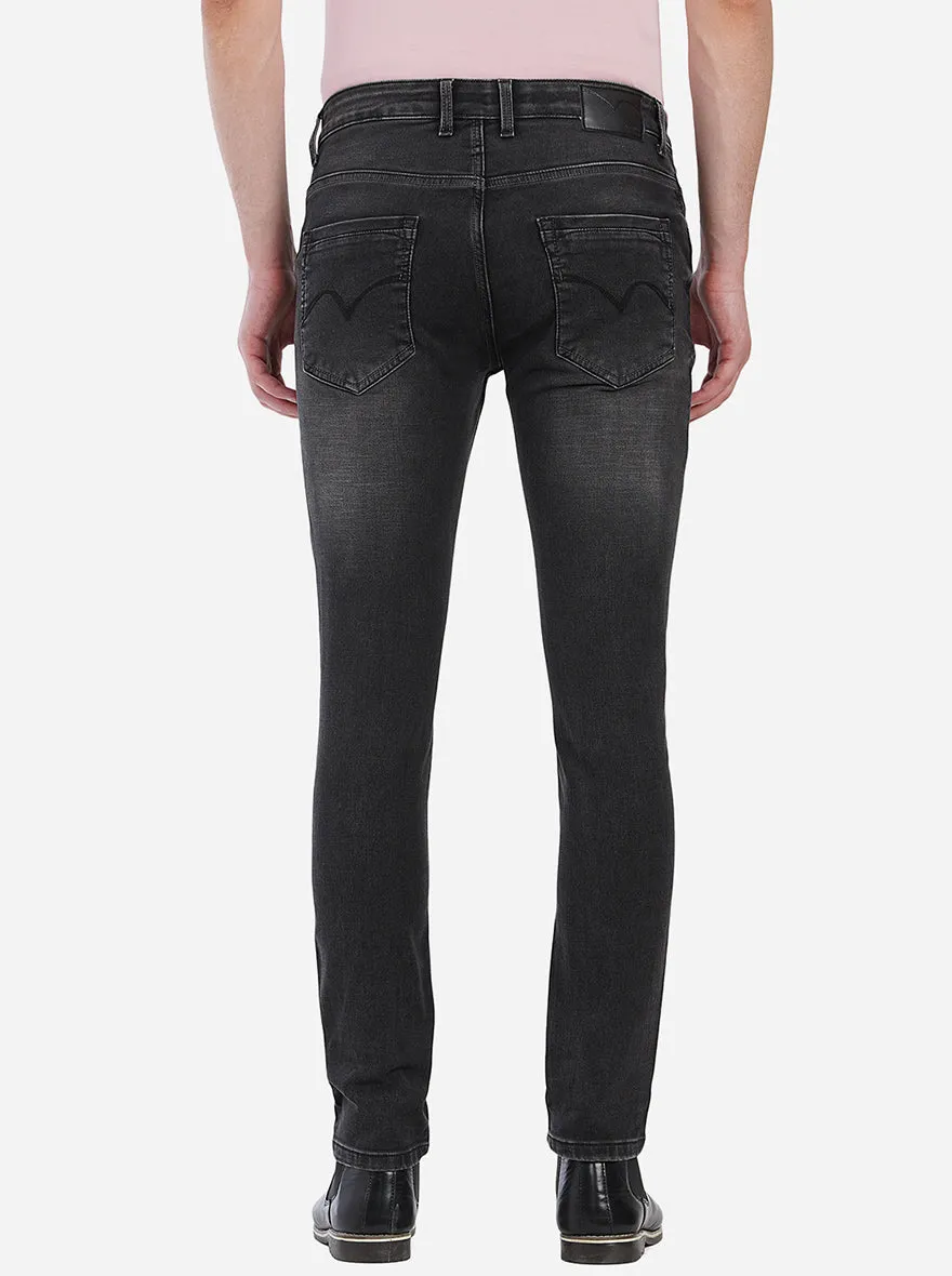 Charcoal Grey Washed Slim Fit Jeans | JadeBlue