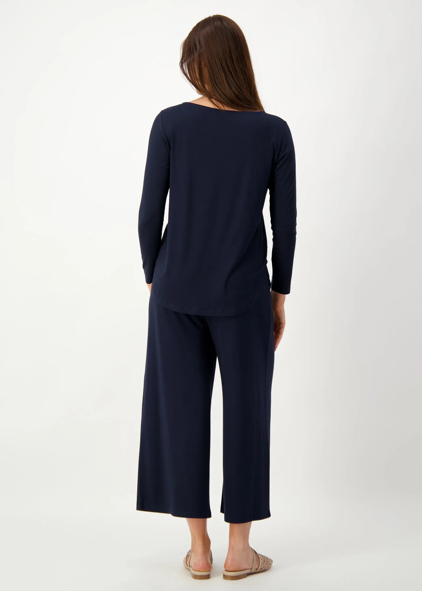 Ciara 7/8 Length Bamboo Culotte Pant - Navy