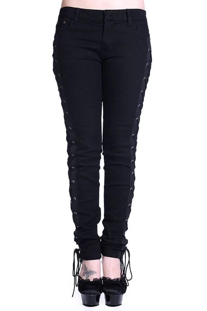 Corset Style Black Skinny Jeans