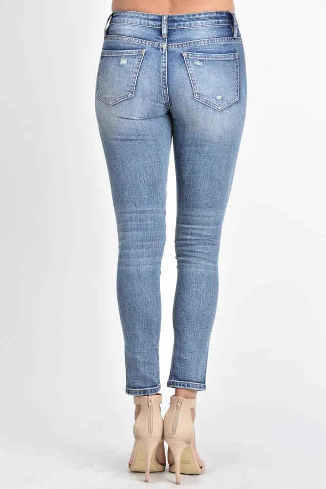 Cropped Distressed Skinny Fit Jeans