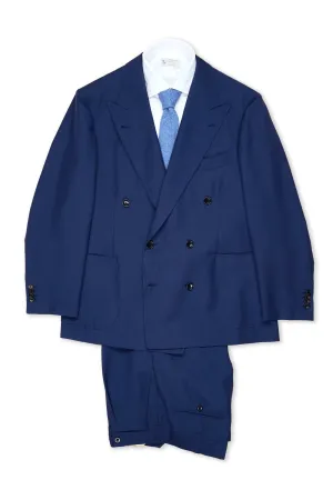 Dalcuore Blue Silk Double Breasted Jacket with Ambrosi Trousers