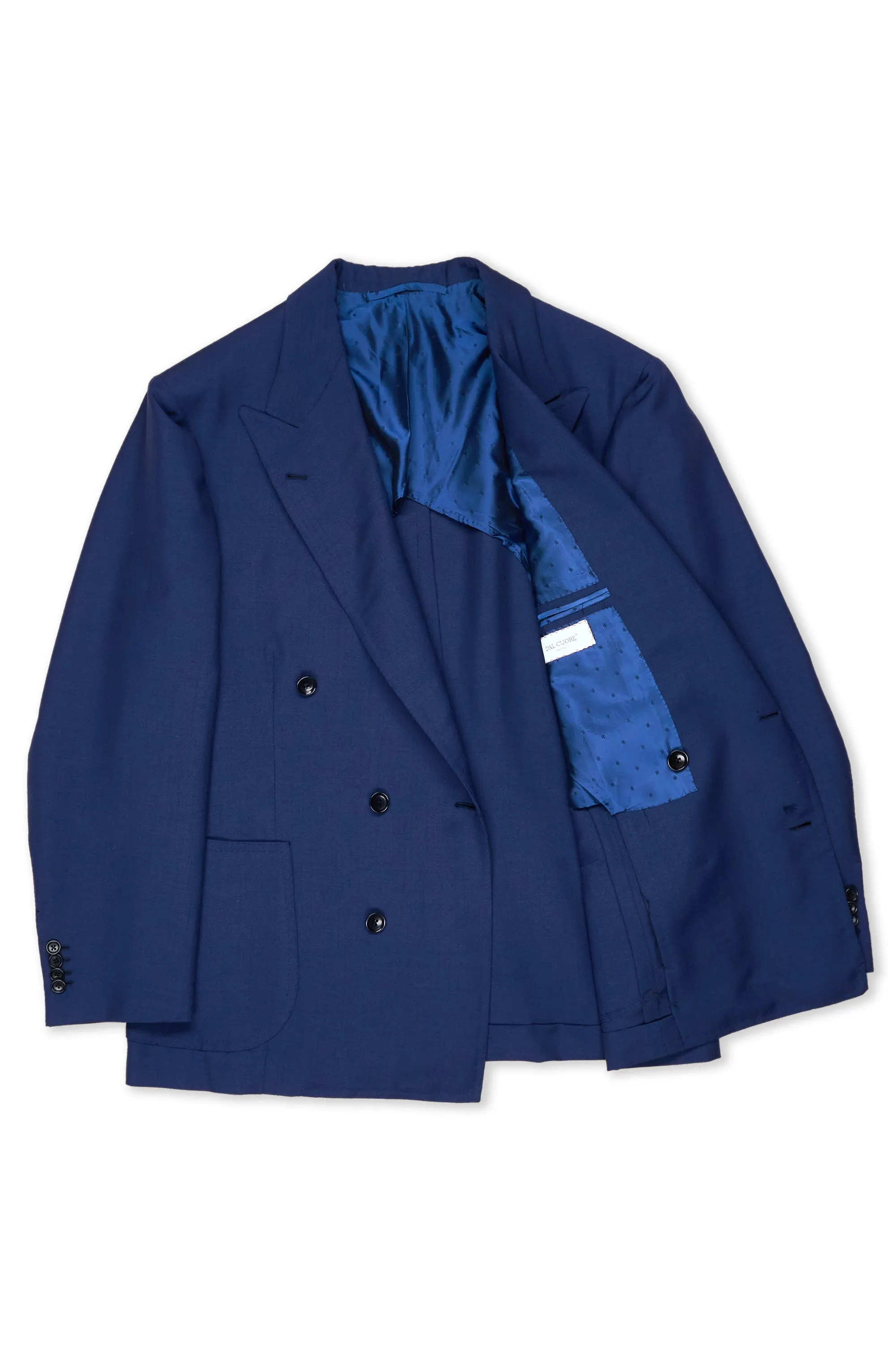 Dalcuore Blue Silk Double Breasted Jacket with Ambrosi Trousers