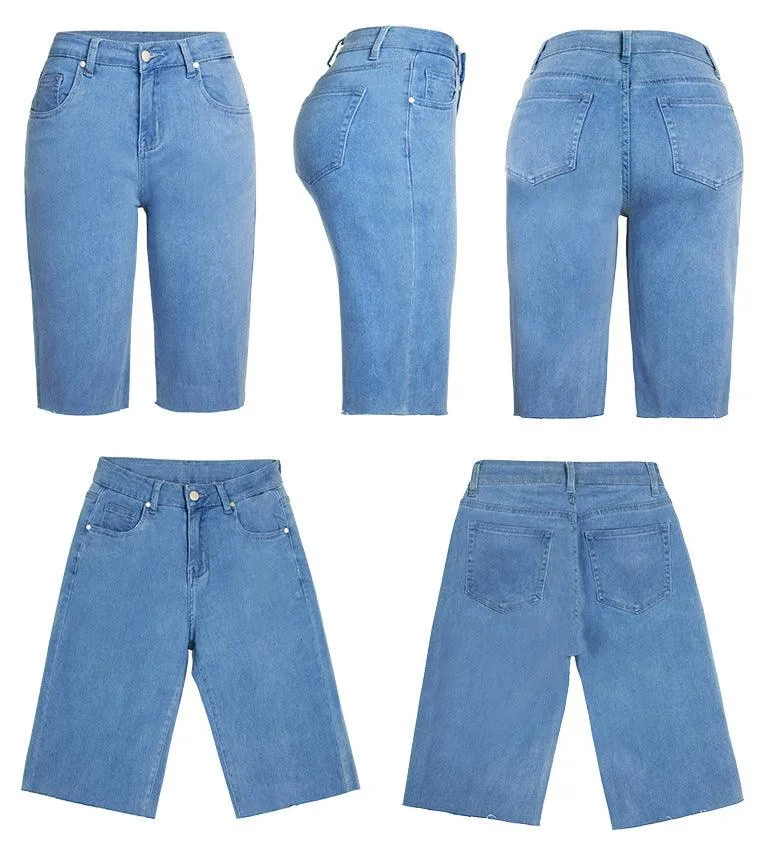 Denim Bermuda shorts length jeans in stretch