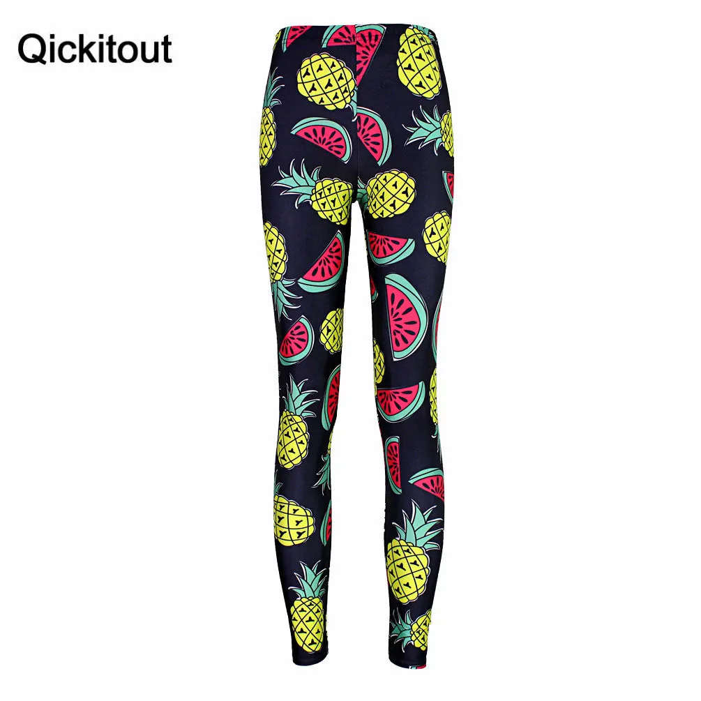 Drop shipping New fashion Sexy Hot Women Black fruit pineapple watermelon game digital printing leggings New Leggings