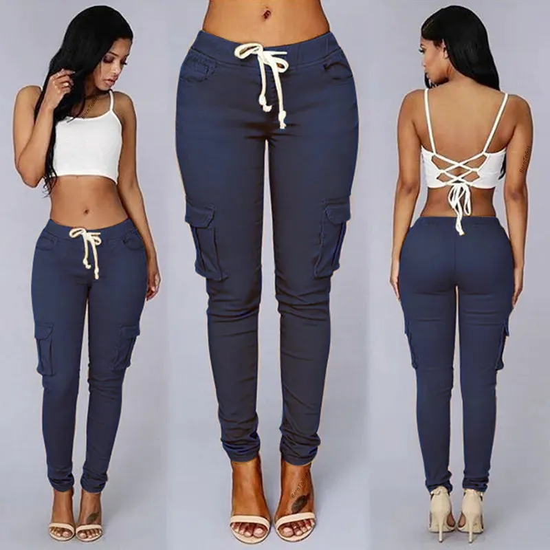 Elastic Sexy Skinny Jeans High Waist Jeans Woman Denim Pants Cargo