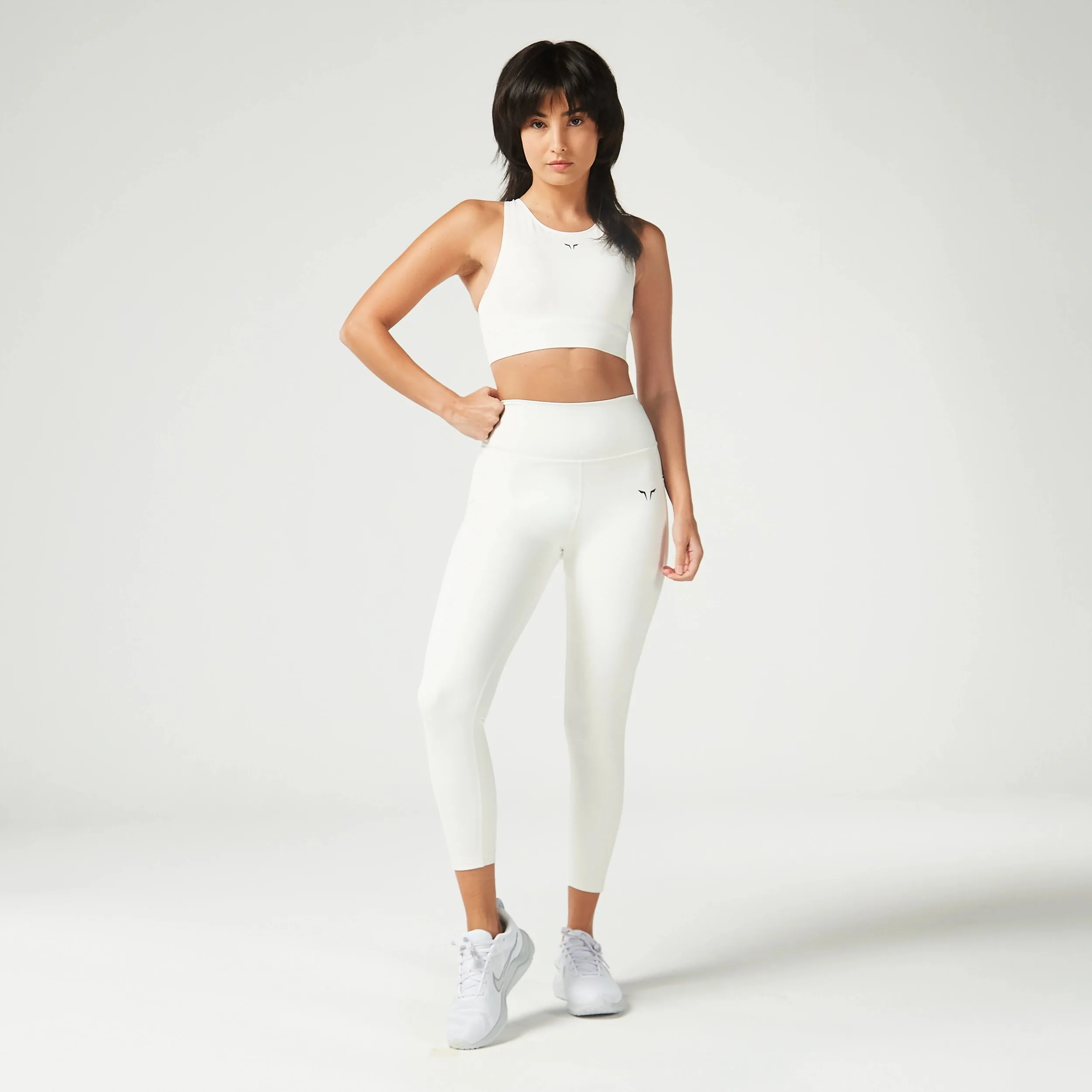 Essential Cropped Double Layered Leggings 24" - Pearl White