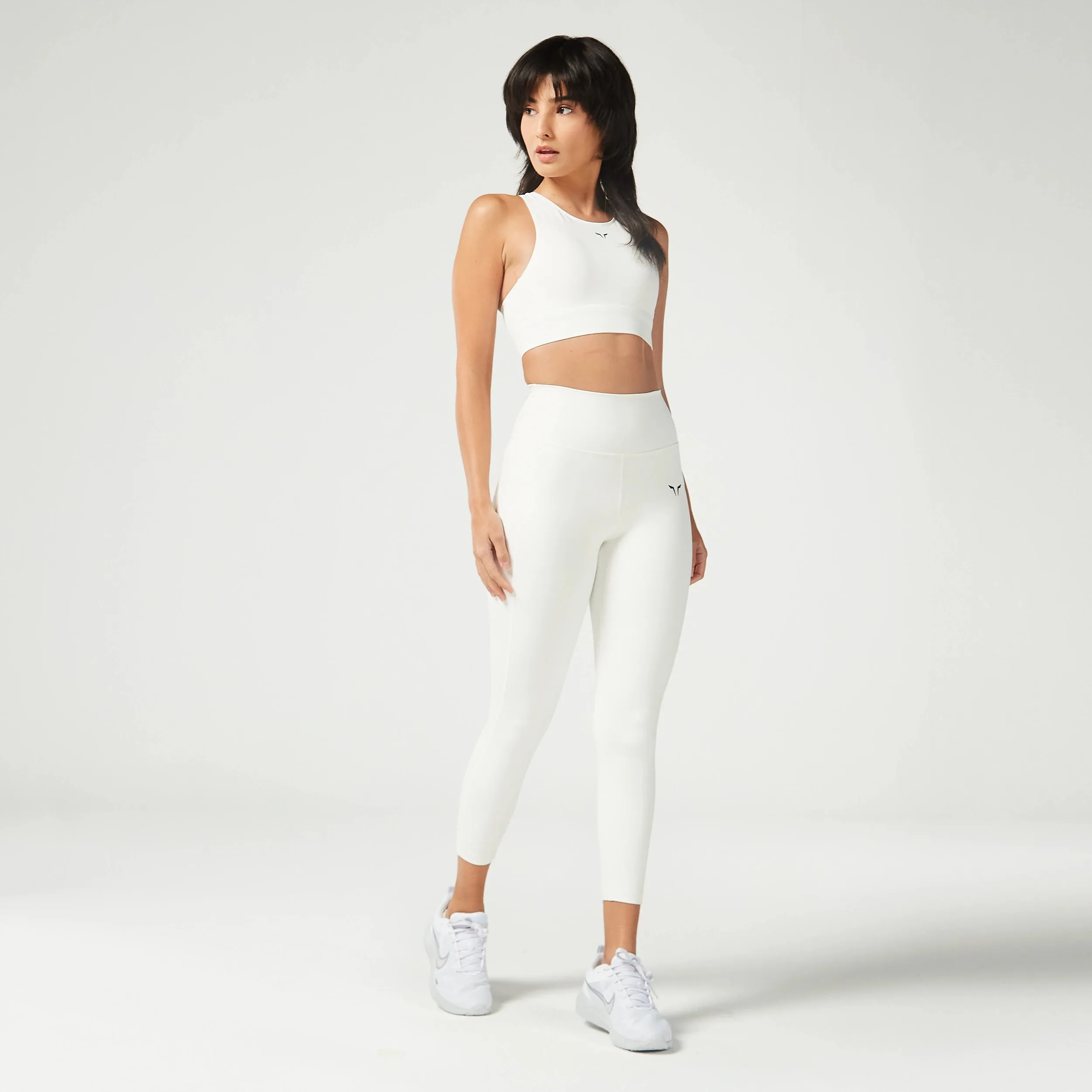 Essential Cropped Double Layered Leggings 24" - Pearl White