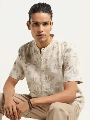 ETA Beige Printed Cotton Resort Fit Shirt