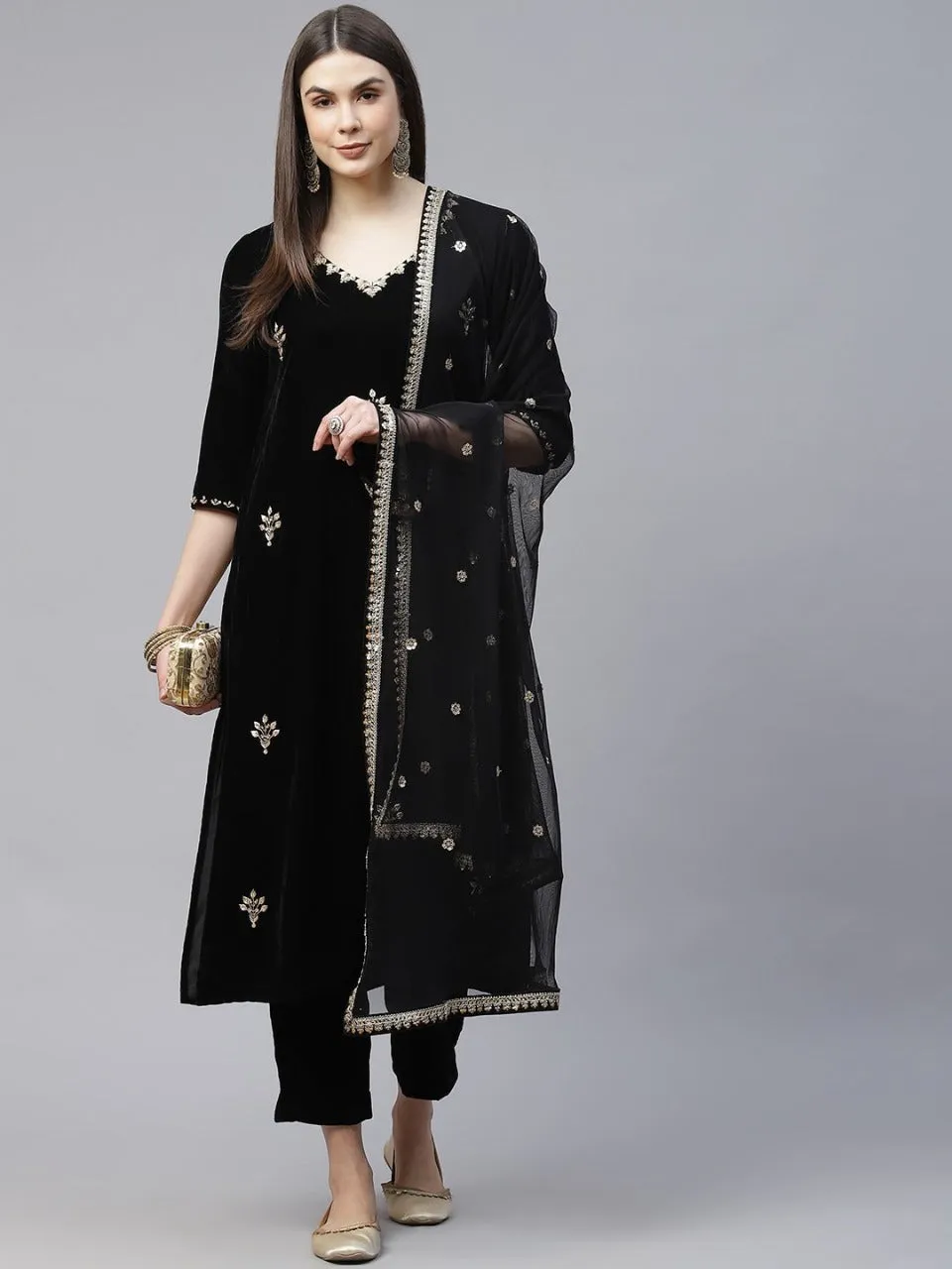 Fashion VELVET KURTA SET with Dupatta