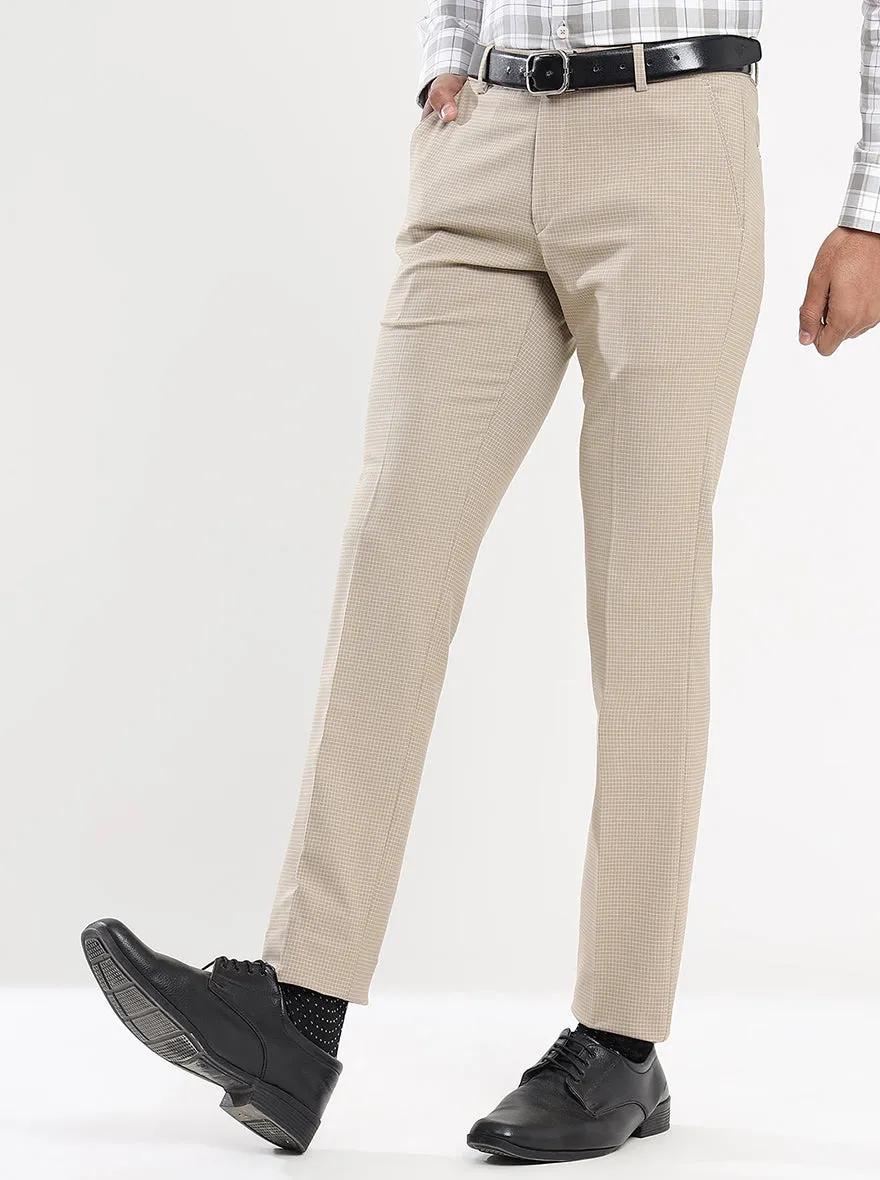 Fawn Checked Super Slim Fit Formal Trouser | JadeBlue