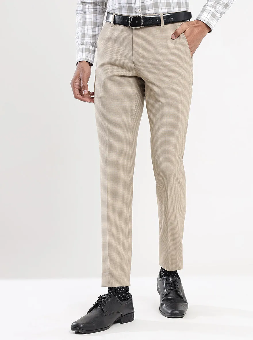 Fawn Checked Super Slim Fit Formal Trouser | JadeBlue