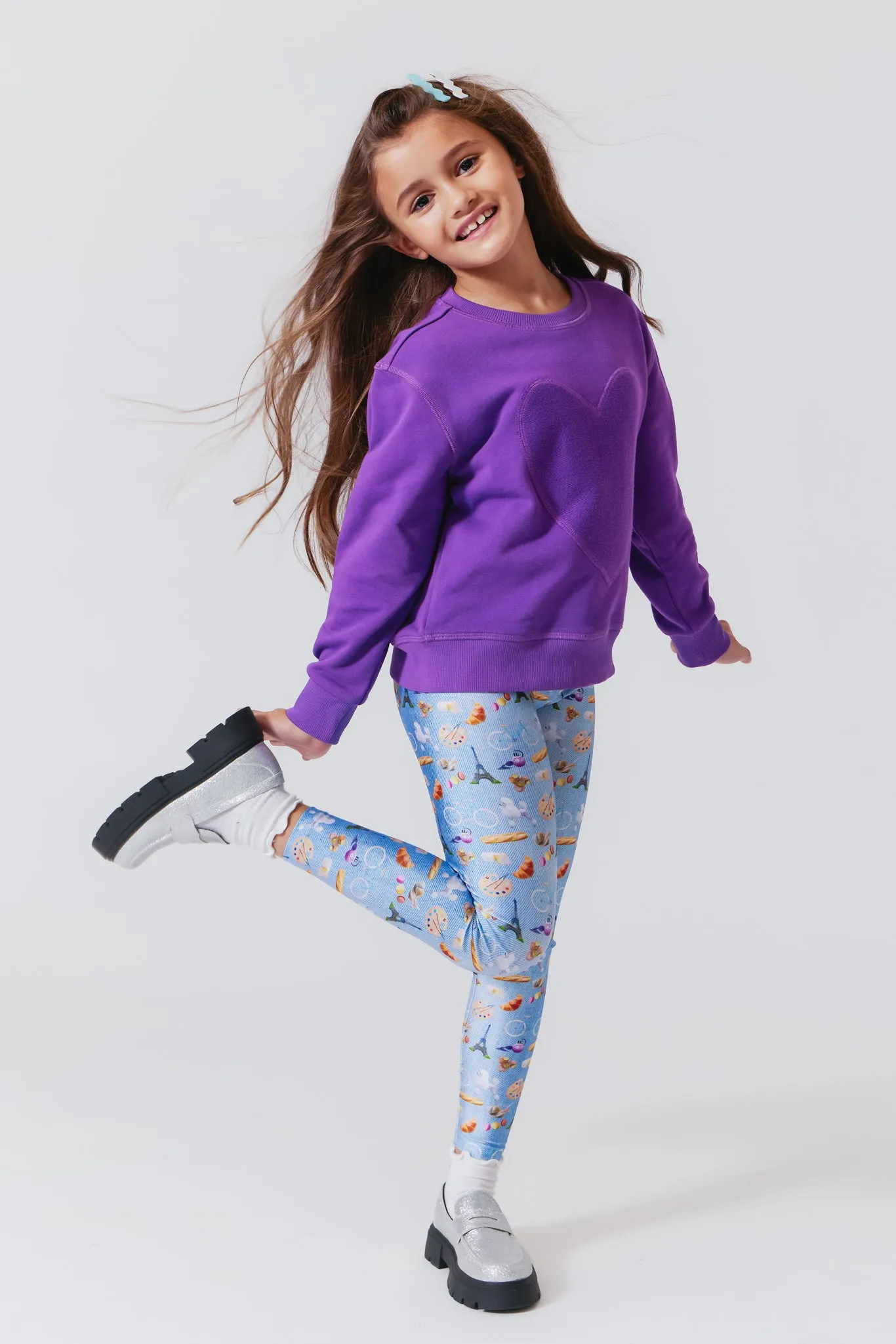 Girls Hi-Shine Leggings in Parisian Icons