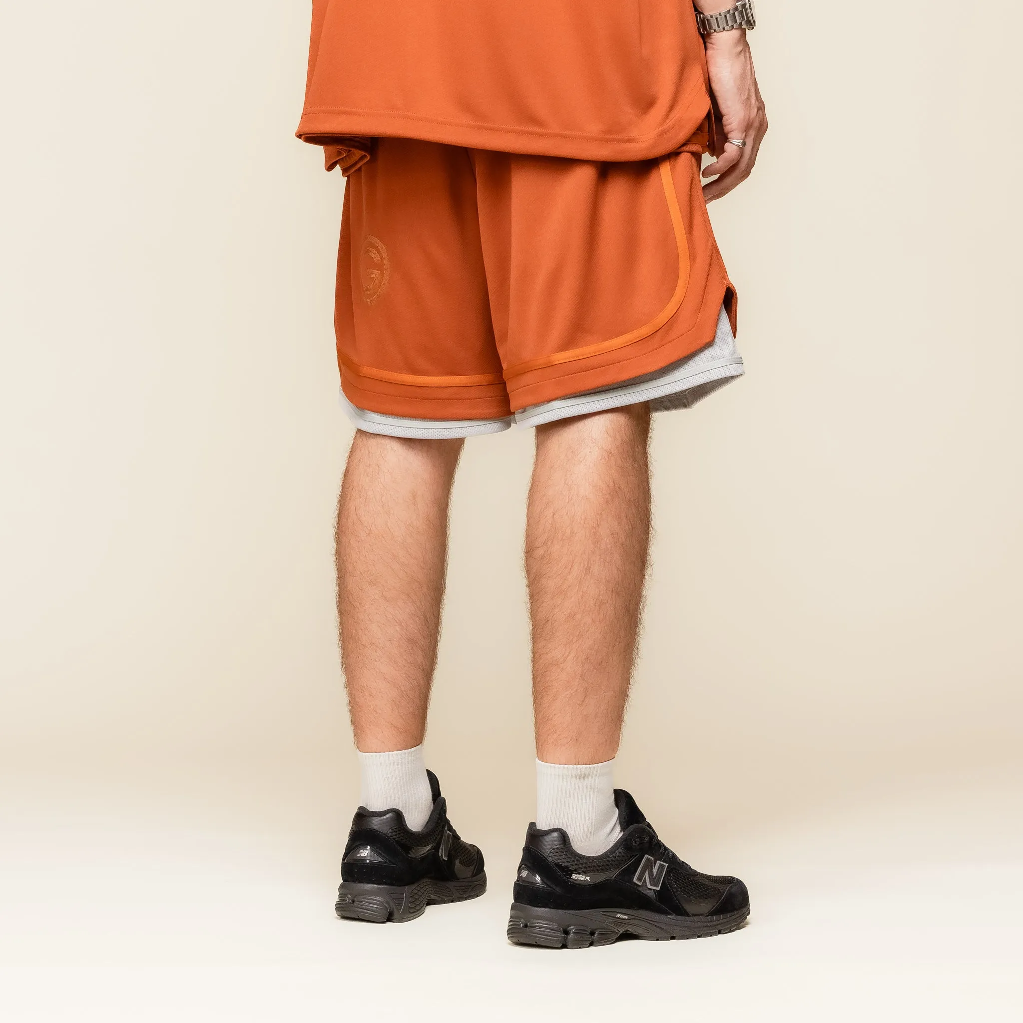 GOOPiMADE - “Rve-S3” Riverside Track Shorts - Pumpkin