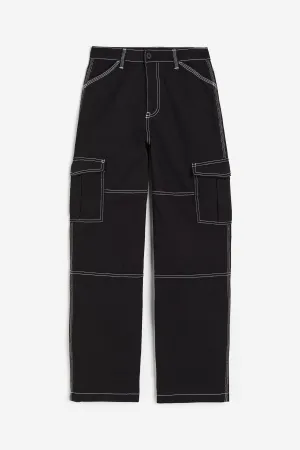 H&M Twill Cargo trousers, black