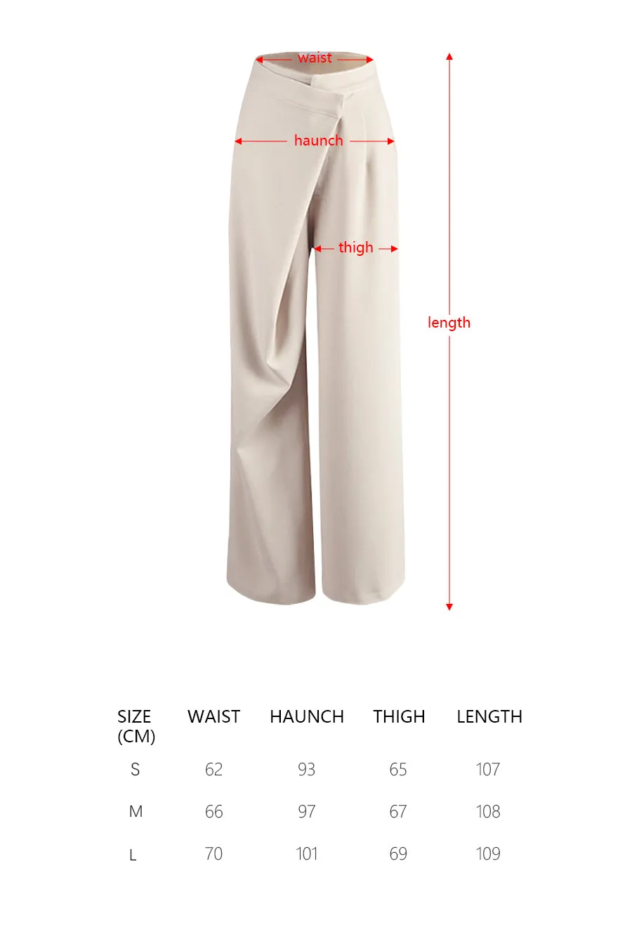 Irregular high-waisted wide-leg trousers