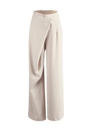 Irregular high-waisted wide-leg trousers