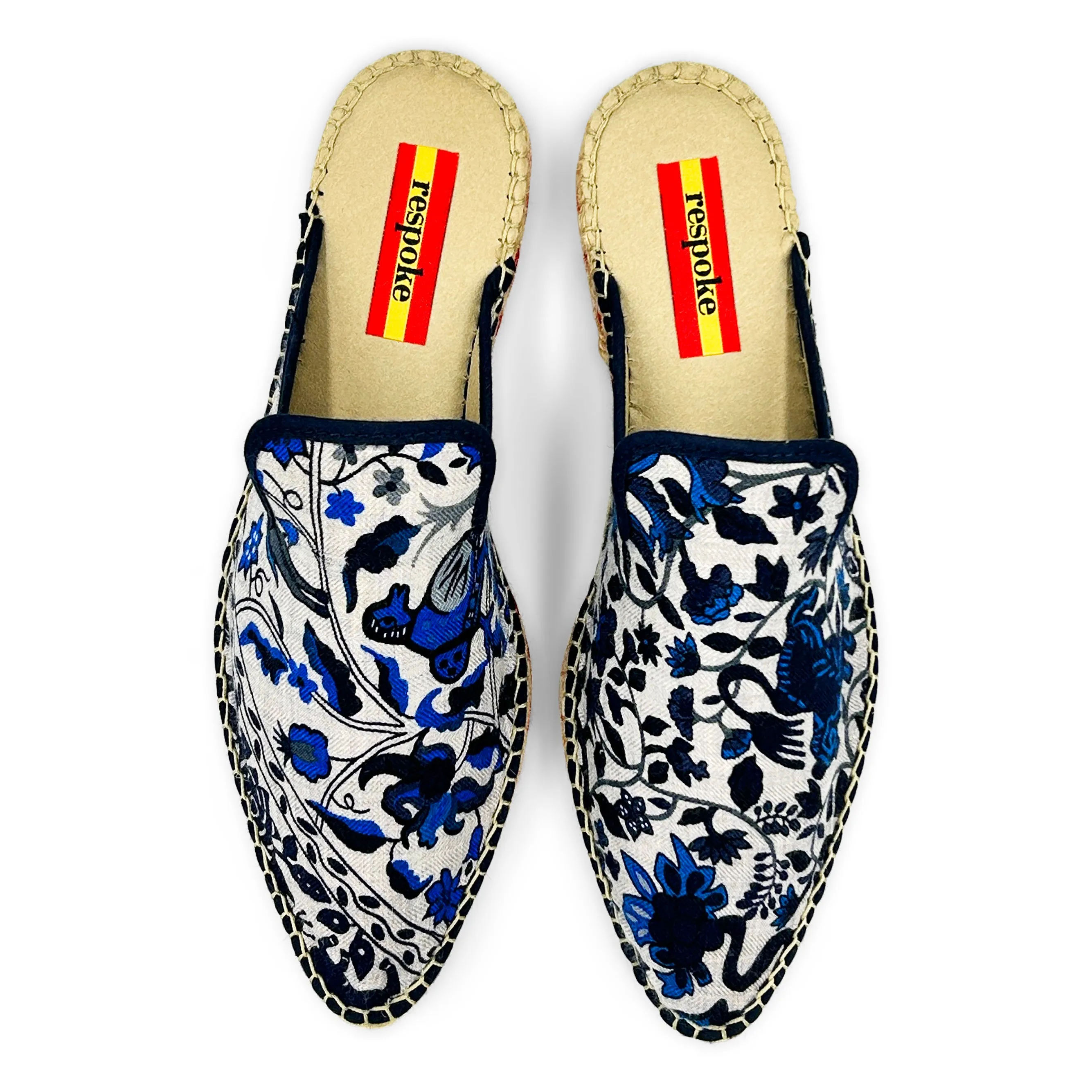 JARDINS Blue Silk/Cashmere Cocktail Mule Espadrilles