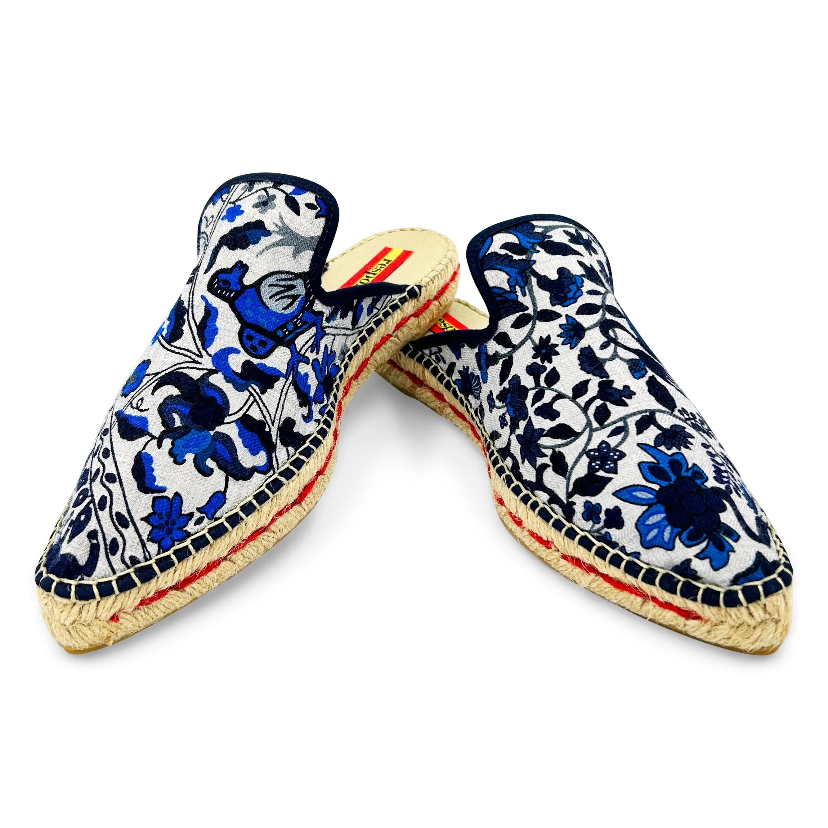 JARDINS Blue Silk/Cashmere Cocktail Mule Espadrilles