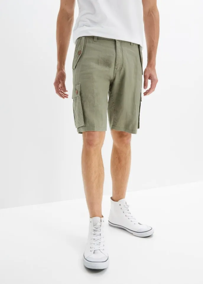 John Baner Jeanswear Linen Relaxed Shorts, Green