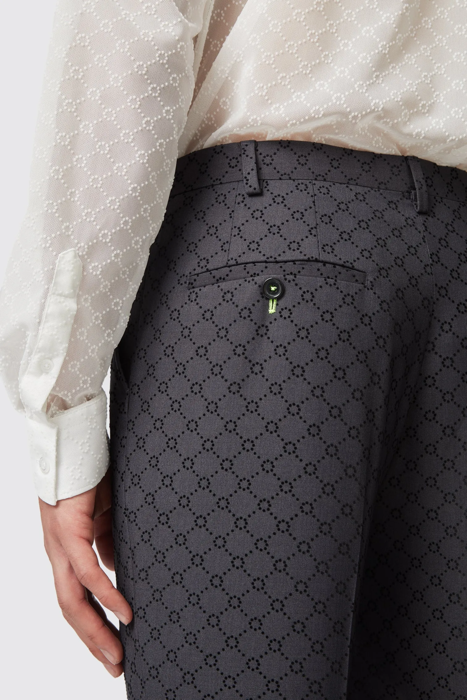 Keil Slim Fit Black Flocked Trousers - ARCHIVE