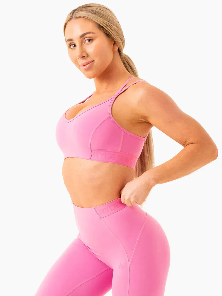 LEVEL UP V-NECK SPORTS BRA PINK