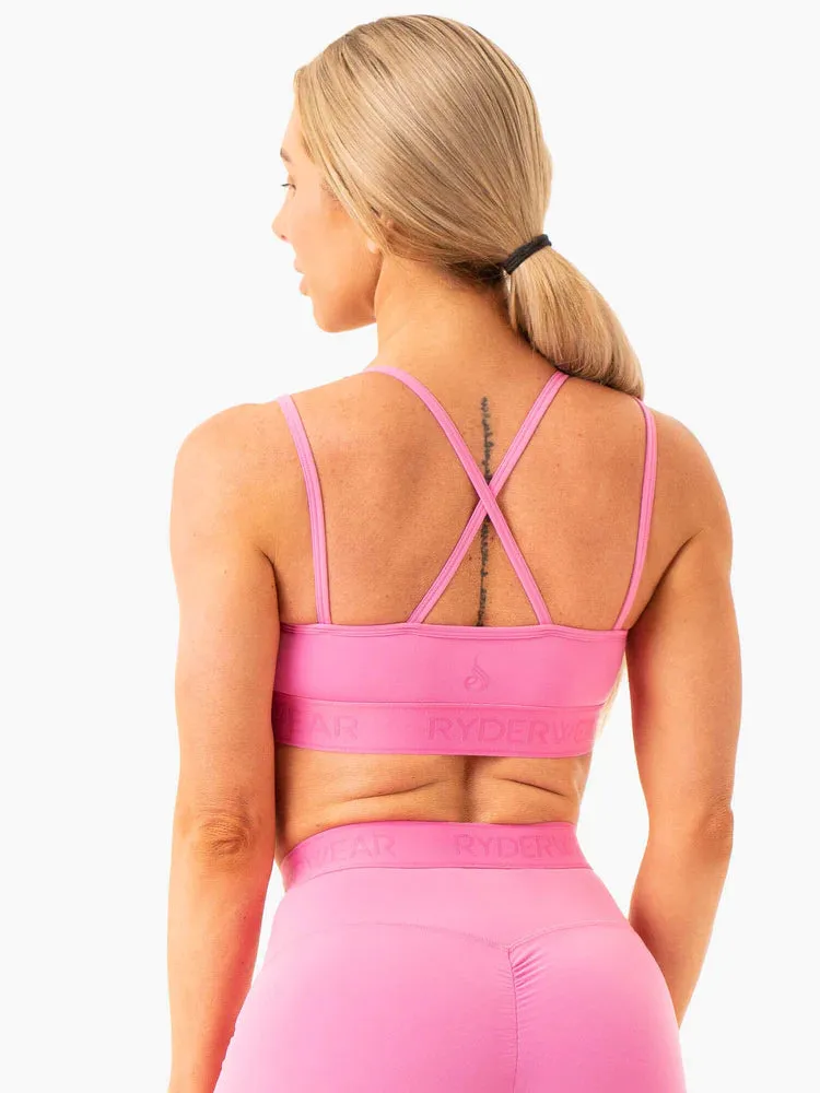 LEVEL UP V-NECK SPORTS BRA PINK