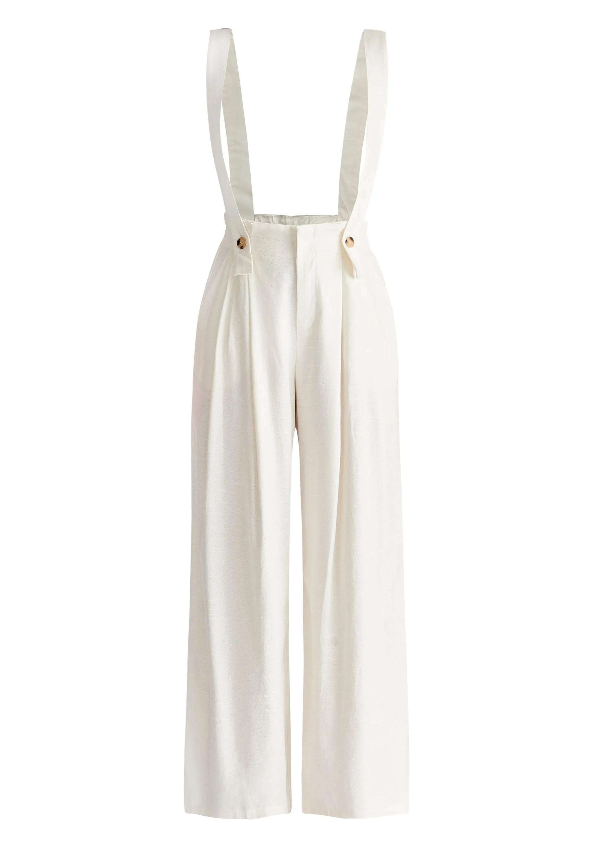 Linen Blend Detachable Suspender Trousers