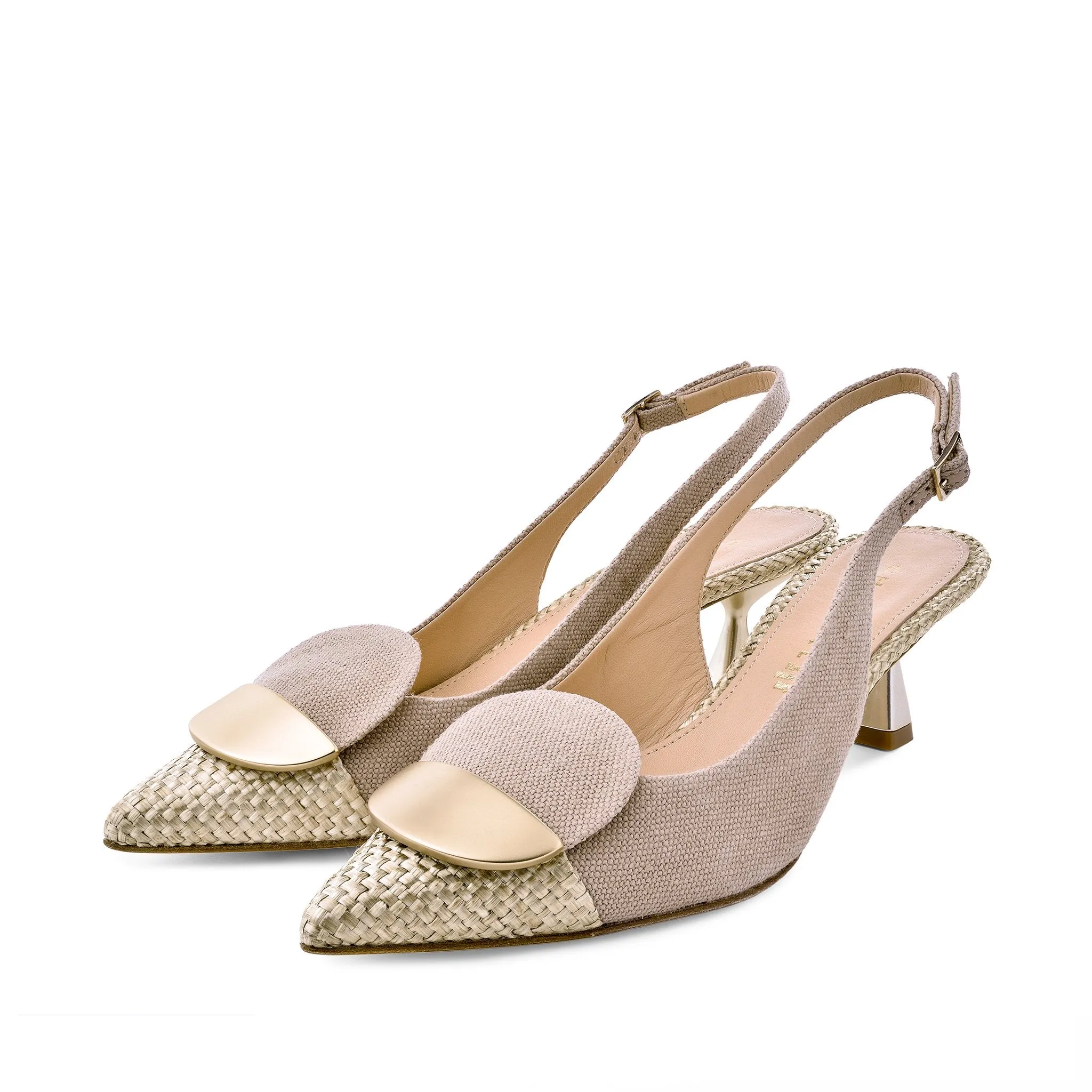 Lino Gold Sling Back Pumps