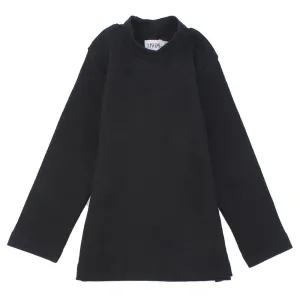 Long-Sleeved Black Half-Collar T-Shirt