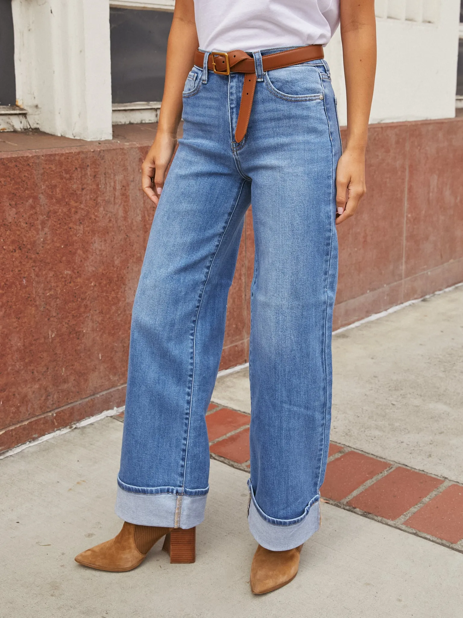 Lost Time Cuffed Palazzo Jeans