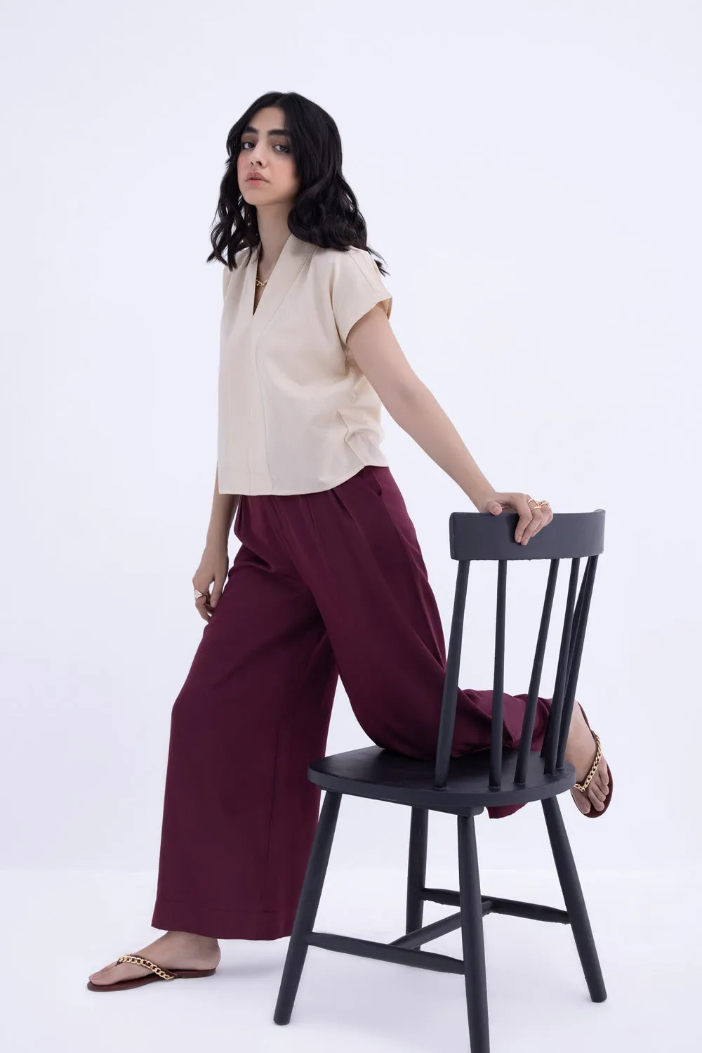 Maroon Belted Culottes