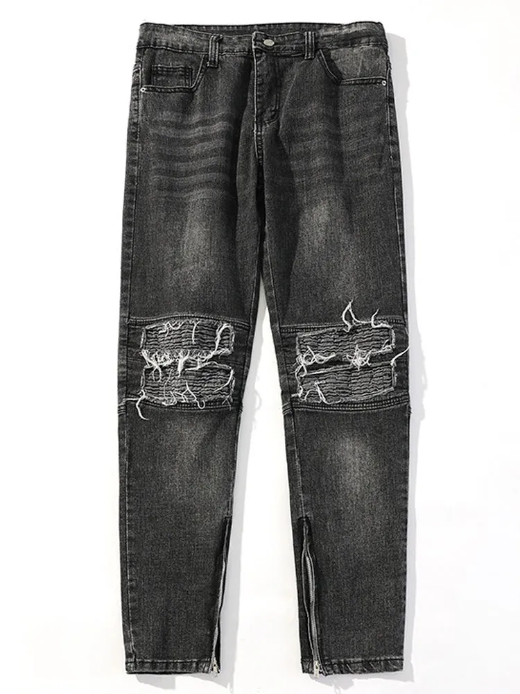 Men'S Zip Ripped Jeans