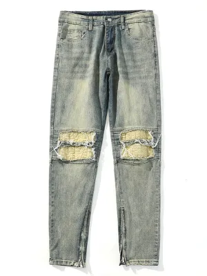 Men'S Zip Ripped Jeans